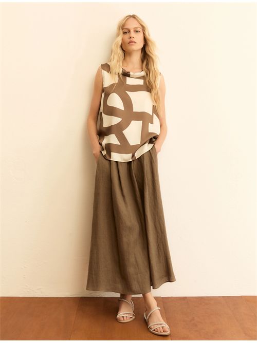 Top smanicato in twill - TORTORA